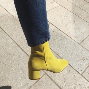 Marais suede yellow ankle boots